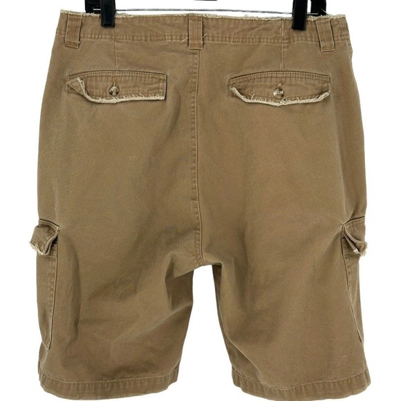 Mens FINISH LINE ATHLETICS 365 KHAKI SHORTS Cargo Frayed Detail Size 34 - Picture 4 of 16